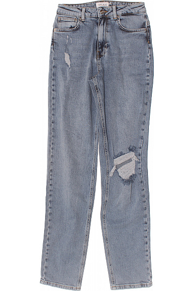 MYLAVIE Dámské Džíny Modré Rovné S Dírami Vintage Velikost 28