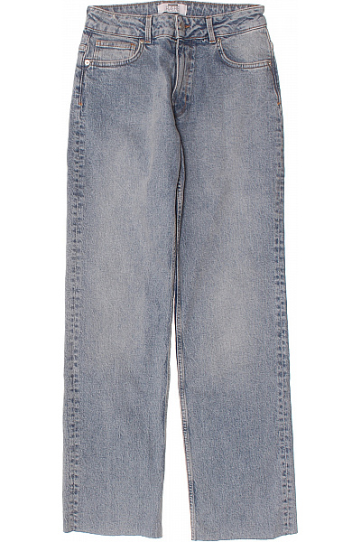 Dámské Modré Bavlněné Džíny Volné Vintage Se širokými Nohavicemi Velikost 26