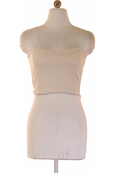 Dámské Tričko Bez Rukávů Béžové Jednobarevné Crop Top Polyesterové Velikost 38