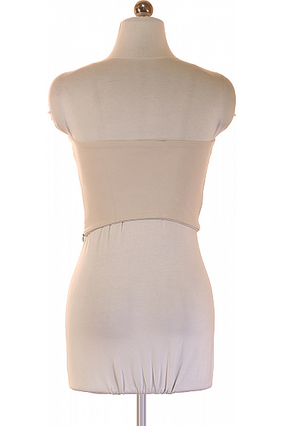 Dámské tričko bez rukávů béžové jednobarevné crop top polyesterové Velikost 38 | Unimoda | obrázek 2