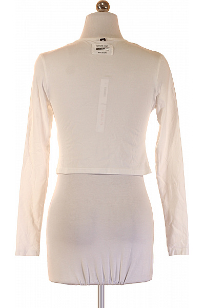 KARO KAUER Dámské tričko s dlouhým rukávem bílé bavlněné crop top basic Vel. S | KARO KAUER | obrázek 2