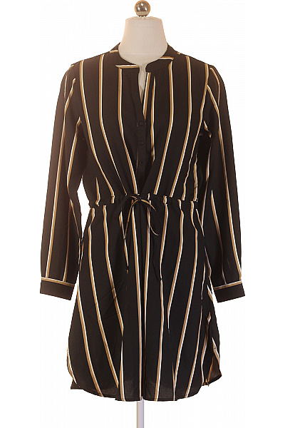 ONLY Dámské šaty s dlouhým rukávem černé pruhované volnočasové Vel. S | ONLY | obrázek 2