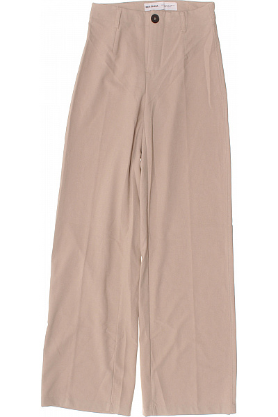 Bershka Dámské Béžové široké Kalhoty Volnočasové Elegantní Dlouhé Vel. 34