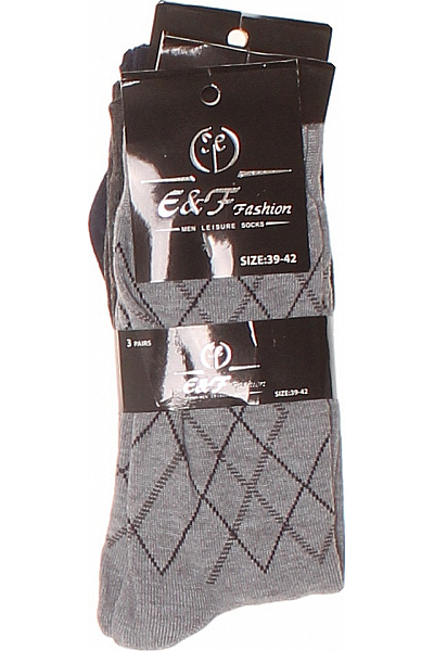 Pánské Volnočasové Bavlněné Ponožky šedé Kárované Velikost 39-42