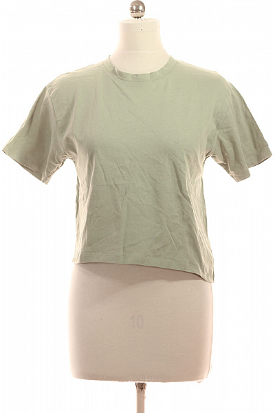 Dámské bavlněné tričko krátký rukáv zelené basic crop top Velikost 38 | Unimoda | obrázek 2