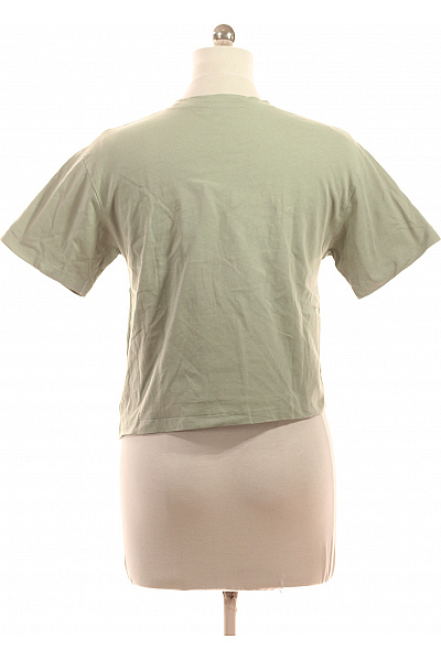Dámské bavlněné tričko krátký rukáv zelené basic crop top Velikost 38 | Unimoda | obrázek 3