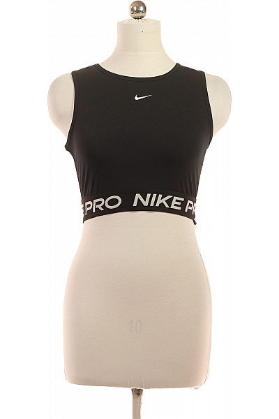Nike černé Dámské Tričko Bez Rukávů Crop Top S Nápisem Fitness Vel. M