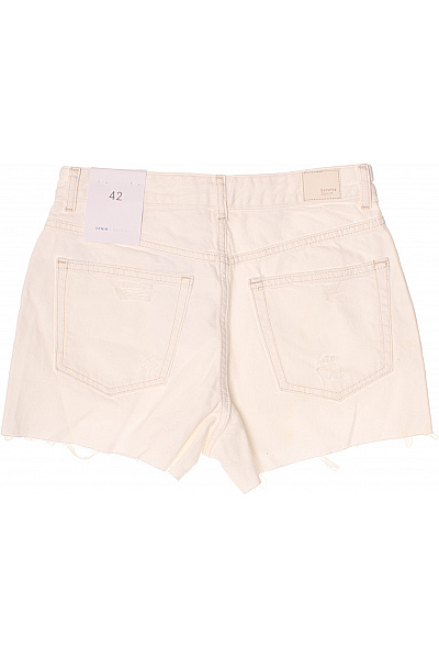 Bershka dámské bílé džínové kraťasy s vysokým pasem a kapsami Vel. 42 | Bershka | obrázek 2