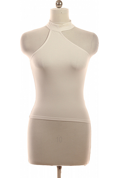 Dámské Tričko Bez Rukávů Bílé Asymetrické Vel. 36