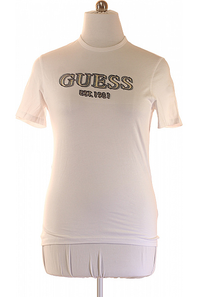 Guess Bílé Bavlněné Tričko S Krátkým Rukávem A Potiskem S Nápisem Velikost L