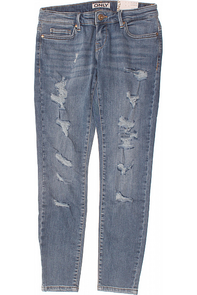 ONLY Dámské Džíny Skinny Strečové S Dírami Modré Velikost EU 27/32