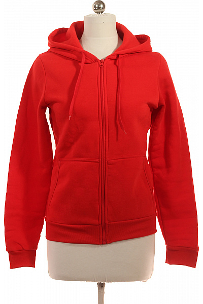 Dámská červená Mikina S Kapucí Na Zip Velikost L