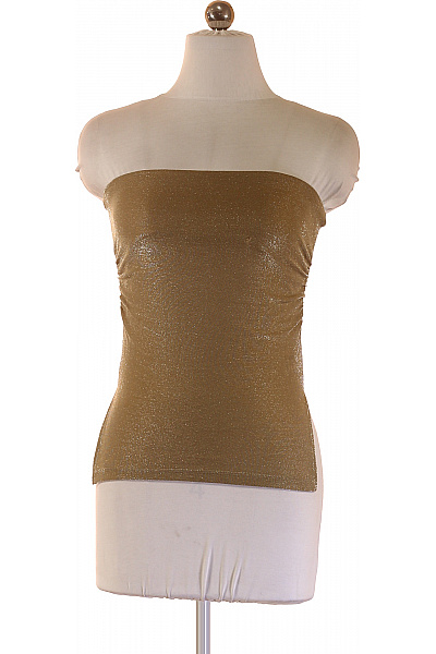Bershka Dámské Zlaté Tričko Bez Rukávů S Flitry Vel. M