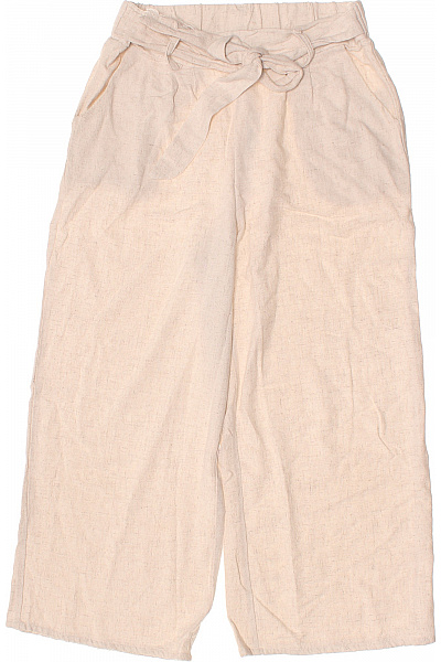 My Haily s Dámské plátěné kalhoty s páskem volnočasové letní široké béžové Vel. s | My Haily s | obrázek 2