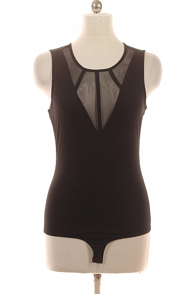 Dámské černé Tílko Bez Rukávů Síťované S Hlubokým Výstřihem Vel. M