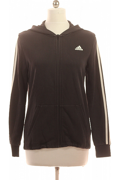 ADIDAS dámská mikina s kapucí na zip pruhovaná černá Velikost m | ADIDAS | obrázek 2