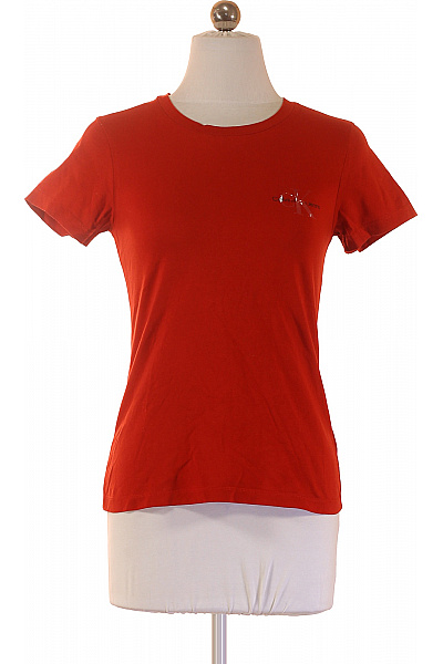 Calvin Klein Dámské Tričko S Krátkým Rukávem červené Bavlněné Basic Vel. Xs