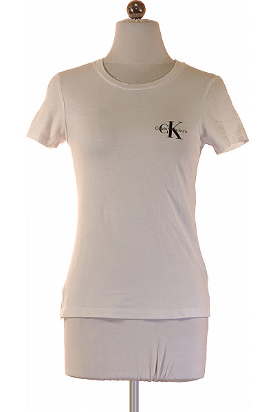 Calvin Klein Dámské Tričko S Krátkým Rukávem Jednobarevné Basic S Potiskem Velikost Xs