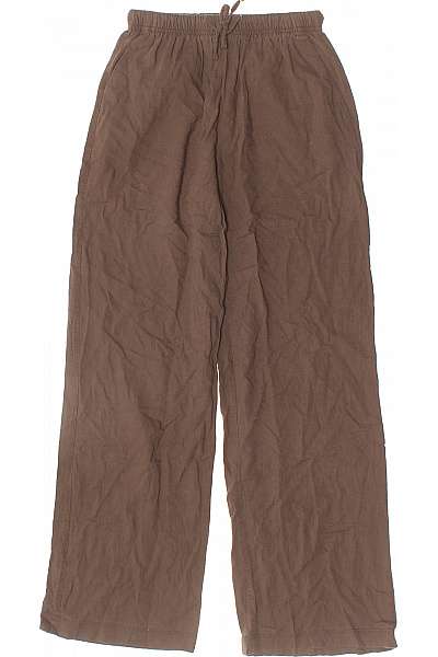 Bershka Dámské hnědé volnočasové plátěné široké kalhoty na gumu Vel. xs | Bershka | obrázek 2