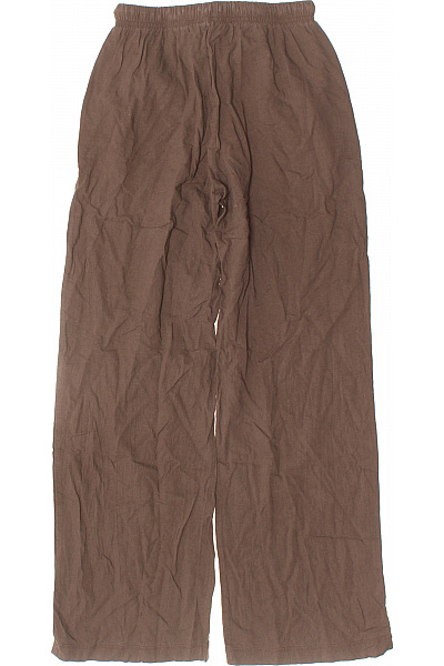 Bershka Dámské hnědé volnočasové plátěné široké kalhoty na gumu Vel. xs | Bershka | obrázek 3