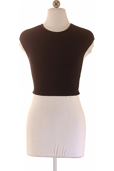 Bershka Dámské Tričko Krátký Rukáv černé Crop Top Basic Velikost S