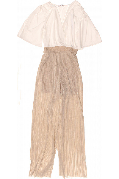 Béžový Plisovaný Overal S Krátkým Rukávem Velikost 36