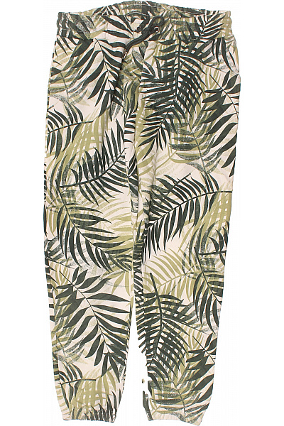 Lascana Dámské kalhoty volnočasové s potiskem listů zelené bavlněné Velikost 44/46 | Lascana | obrázek 2