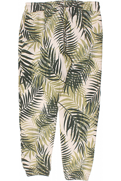 Lascana Dámské kalhoty volnočasové s potiskem listů zelené bavlněné Velikost 44/46 | Lascana | obrázek 3