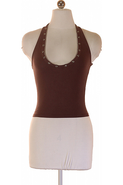 Bershka dámské hnědé tričko bez rukávů crop top basic Vel. S | Bershka | obrázek 2