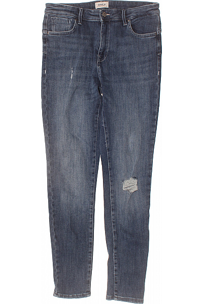 ONLY Dámské Modré Strečové Džíny Skinny S Dírami Vel. L