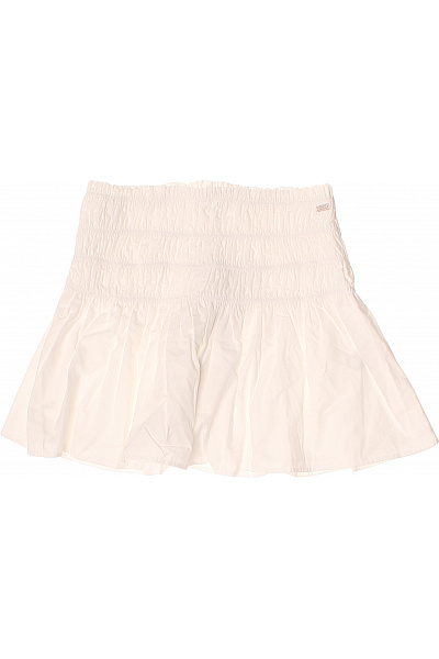 PULL&BEAR Dámská Bavlněná Nabíraná Letní Sukně Bílá Velikost S