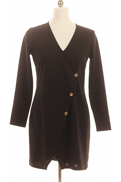 VERO MODA Dámské černé šaty Zavinovací S Dlouhým Rukávem Elegantní Velikost M