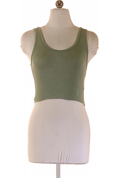 Dámské zelené tílko bez rukávů crop top basic Velikost S | Unimoda | obrázek 2