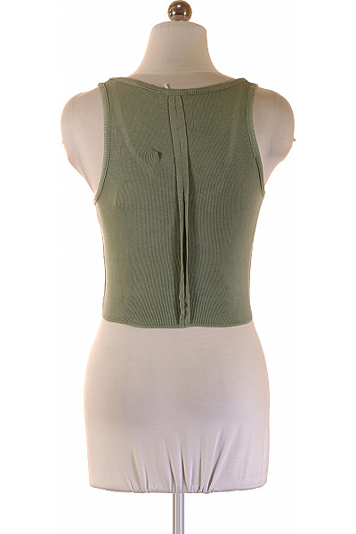 Dámské zelené tílko bez rukávů crop top basic Velikost S | Unimoda | obrázek 3