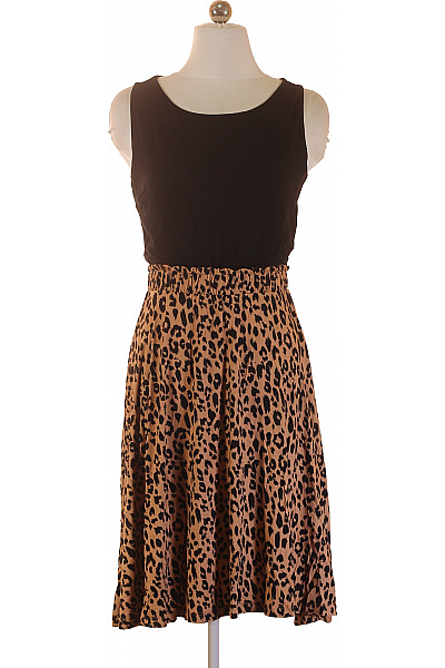 šaty Bez Rukávů Zvířecí Vzor Midi Volnočasové Letní Velikost 36