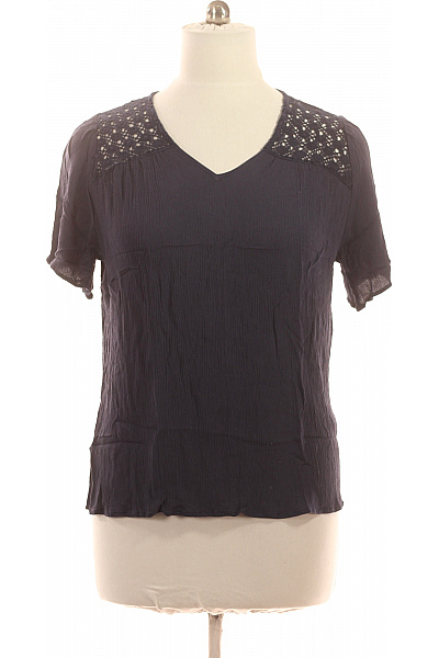 ONLY Dámské Tričko S Krátkým Rukávem A Výšivkou Modré Velikost 48