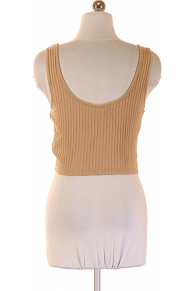Dámské béžové tílko crop top žebrované bez rukávů basic Velikost M | Unimoda | obrázek 3