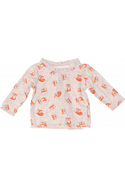 Lemon Beret Dětské Tričko S Dlouhým Rukávem šedé S Potiskem Lišek Velikost 74/9 Mesicu