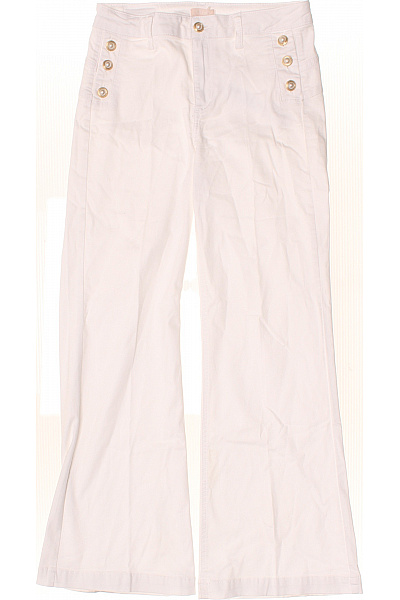 LIU JO Bílé Bavlněné Zvonové Kalhoty Na Knoflíky S Vysokým Pasem Velikost 29