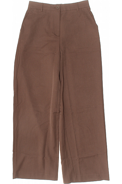 PIECES Dámské Hnědé široké Kalhoty Volnočasové Elegantní Polyesterové Vel. M