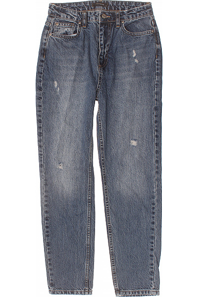 TRENDYOL Dámské Džíny Modré Vintage S Dírami Velikost 36