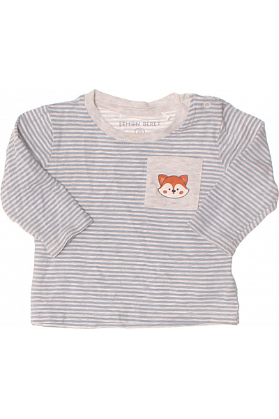 Lemon Beret Dětské Pruhované Tričko S Liškou šedé Vel. 74/9 Mesicu