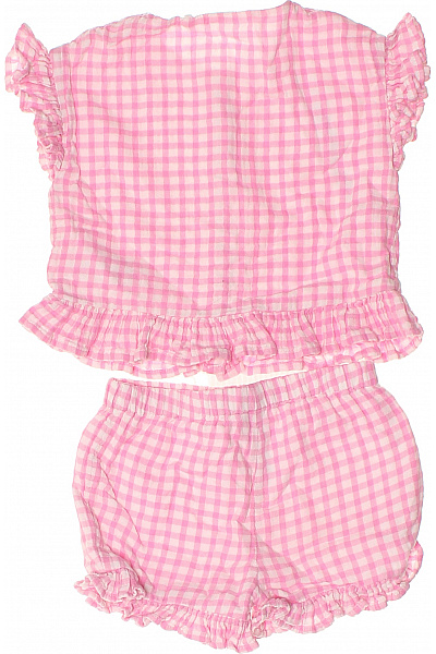 Next Dívčí růžová kostkovaná bavlněná souprava s volánky Vel. 12/18 mesicu | Next | obrázek 3