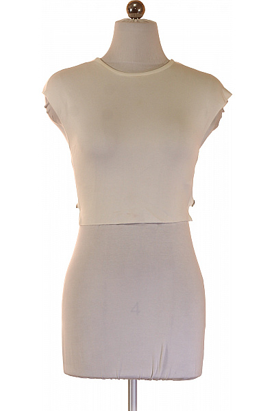 Bershka Dámské Tričko S Krátkým Rukávem Basic Crop Top Bílé Vel. S
