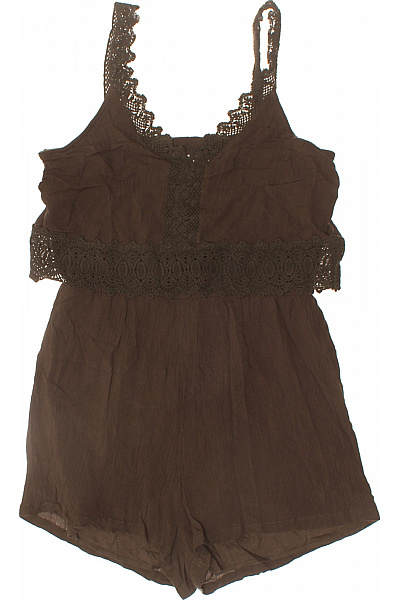 Hnědý Overal Bez Rukávů Krajka Léto Vel. 38
