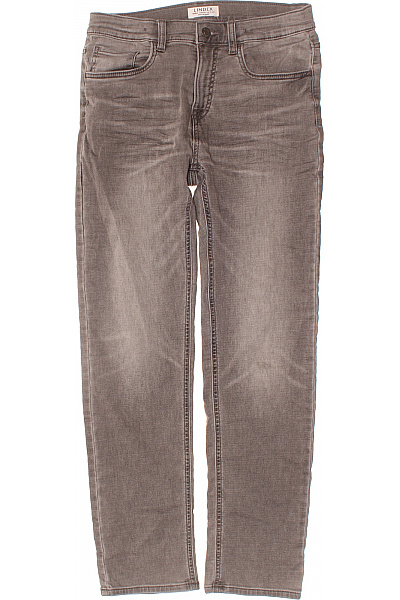 LINDEX Dětské Chlapecké Džíny šedé Bavlněné Rovné Vel. 164