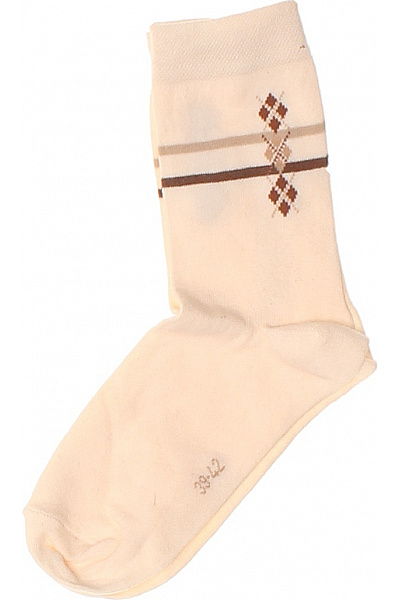 Doplňky Ponožky Béžové Kostkované Bavlněné Volnočasové Vel. 39/42