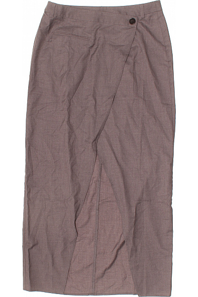 Dámská zavinovací midi sukně elegantní business polyesterová hnědá s kapsami s rozparkem Velikost 36 | Unimoda | obrázek 2
