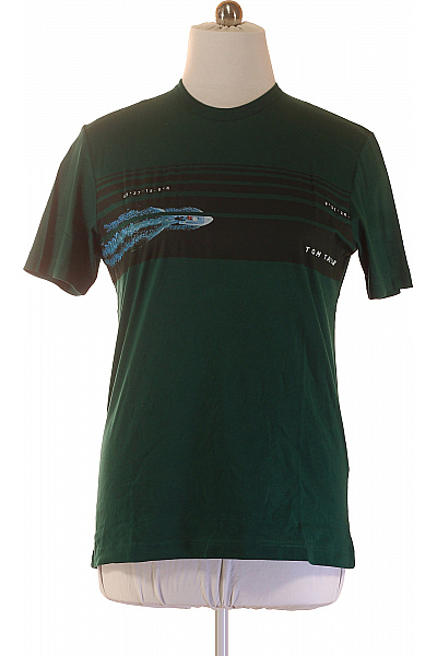 TOM TAILOR Pánské Tričko S Krátkým Rukávem A Potiskem Zelené Velikost L