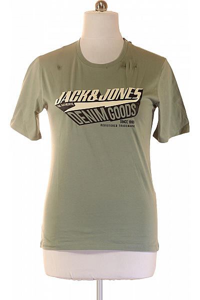 JACK & JONES Tričko S Krátkým Rukávem A Potiskem Zelené Vel. M